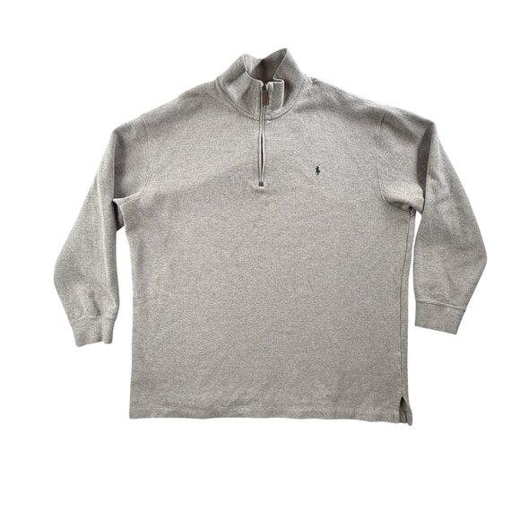 Polo Ralph Lauren Pullover Sweater Mens 2XL Big Beige Quarter Zip Cotton Classic - Picture 1 of 13